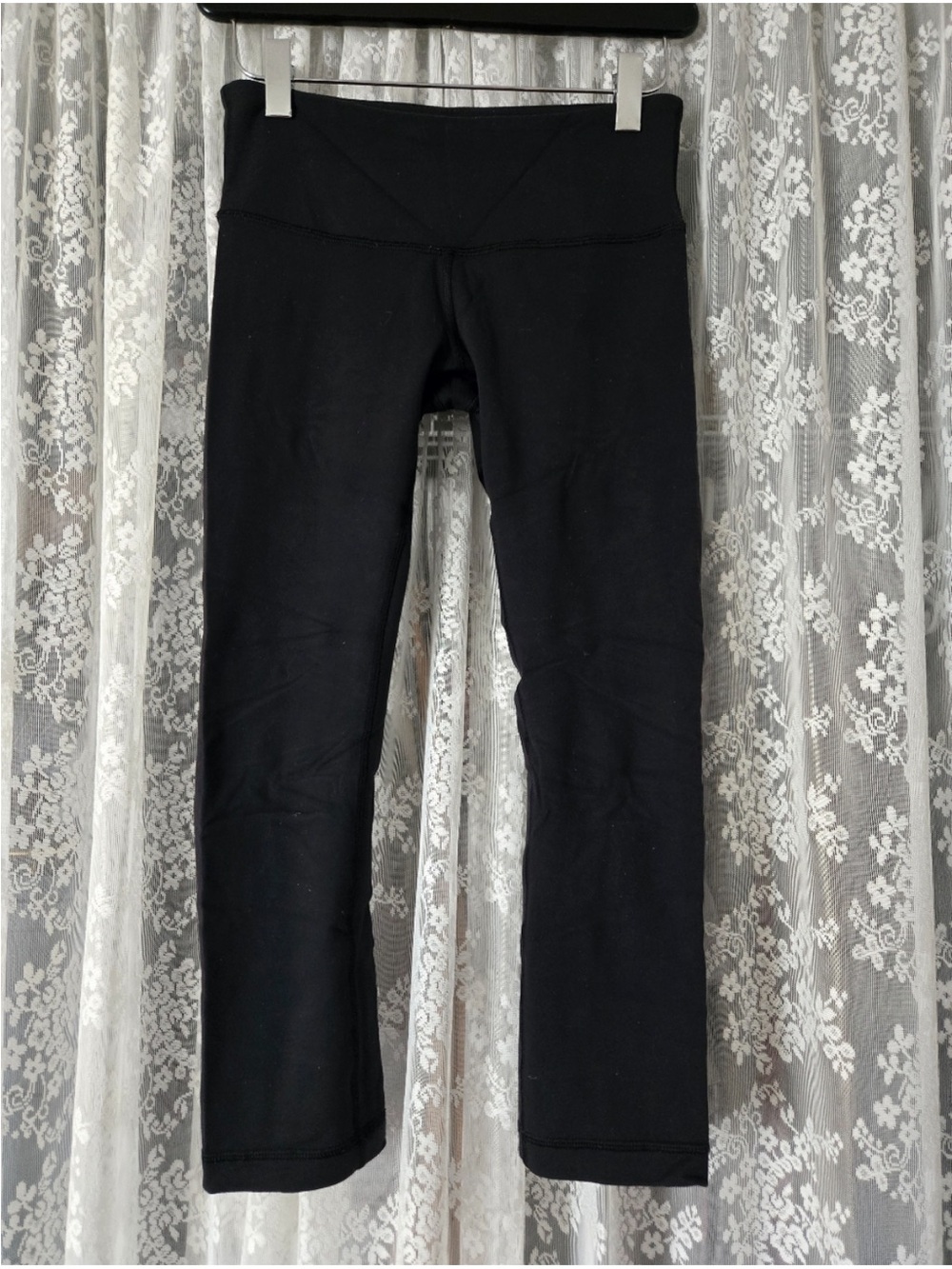 Lululemon Wunder Under Crop Low Rise Luon Black Leggings Size 4